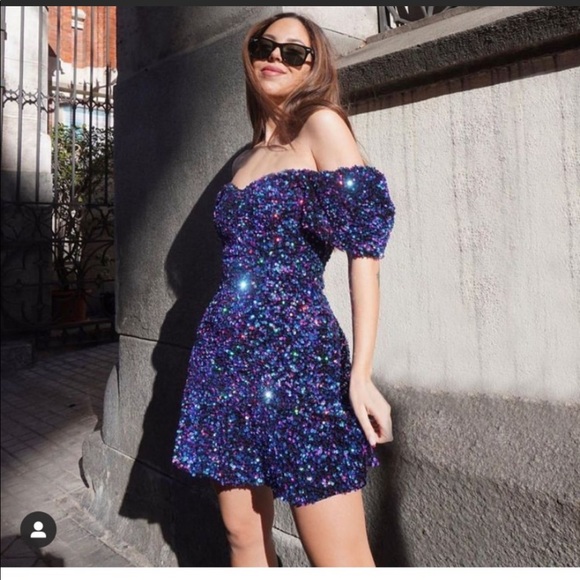 Zara Bloggers Favorite Multicolored Sequin short Sleeves Mini Dress Size S - Picture 6 of 16